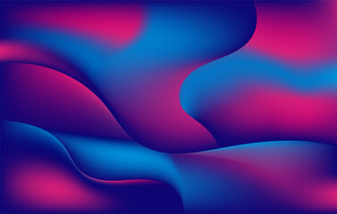 Abstract holographic blue and purple liquid wave shapes banner. modern wallpaper design for presentation, home decoration. glowing retro waves vector background