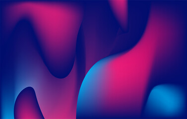 Abstract holographic blue and purple liquid wave shapes banner. modern wallpaper design for presentation, home decoration. glowing retro waves vector background