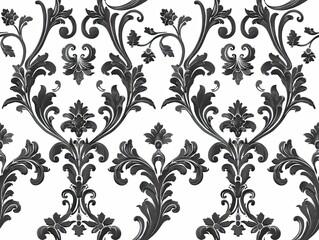 Elegant white decorative floral wallpaper with intricate details