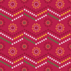 Indian Traditoinal Chunri Bandhani Design Allover Seamless Repeat Pattern On Pink Background