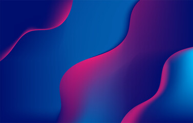 Abstract holographic blue and purple liquid wave shapes banner. modern wallpaper design for presentation, home decoration. glowing retro waves vector background