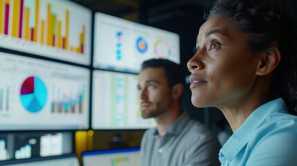 A photograph of a business team analyzing return rates, close-up, animated conversation