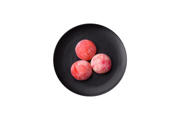 Delicious colorful asian mochi sweets with rice dough shell