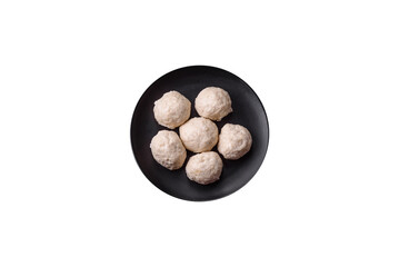 Delicious healthy steamed chicken cutlets or minced meatballs