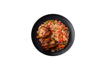 Delicious grilled chicken legs with spices and herbs