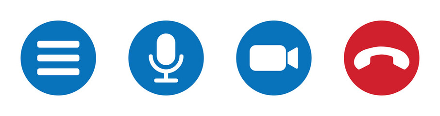 Video call vector flat style icons set