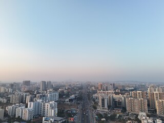 Fototapeta premium Aerial drone view of wakad pune road view