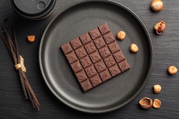 Tasty sweet chocolate pralines, confectionery gourmet chocolate with nuts
