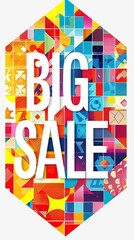 Obraz premium colorful rainbow BIG SALE text on white festive background , retail promotions, discount events and social media marketing Big sale offer.