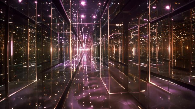 A neverending corridor that seems to stretch into infinity lined with countless mirrors that reflect distorted images of whoever walks by.