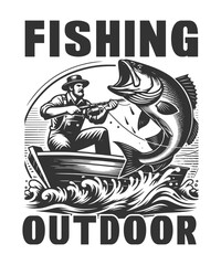 Obraz premium Fishing T-Shirt Design Vector Art & Illustration, Fishing tee Vector Design