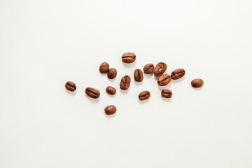 Coffee beans on white background, caffeine drink and food cooking
