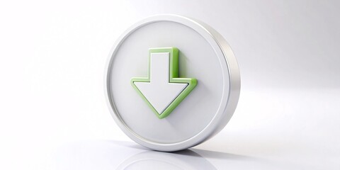Download Button. Close-up of a download button. This image can represent concepts like downloading files, software installation, data transfer, and online.