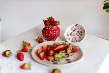 strawberries on a homemade ceramic plate