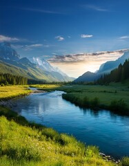 lake and mountains