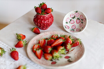 strawberries on a homemade ceramic plate