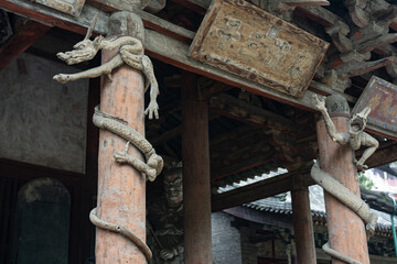 Fototapeta premium The Hall of the Holy Mother in Jinci Temple, Taiyuan, Shanxi: One of the Three Treasures of Jinci, an ancient building
