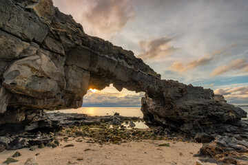 To Vo gate ( The stone gate arch) on Ly Son Island, Quang Ngai Province, Vietnam