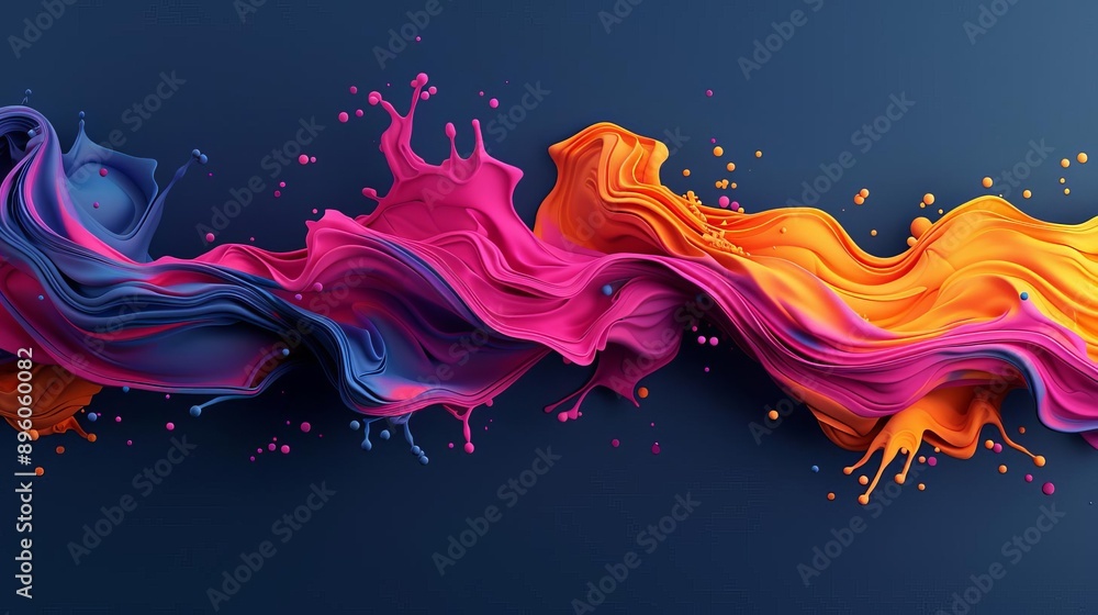 Poster bold modern abstract background with splashes of neon colors and fluid patterns, striking visual imp