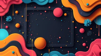 Bold modern abstract background with splashes of neon colors and fluid patterns, striking visual impact