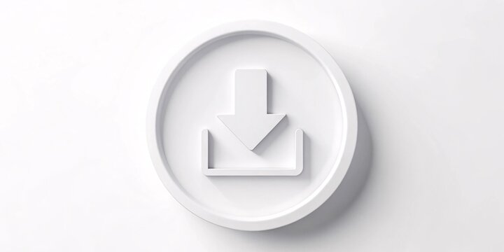 Download Button. Close-up of a download button. This image can represent concepts like downloading files, software installation, data transfer, and online.