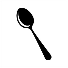 One spoon silhouette on white background. Spoon icon vector sign illustration design.