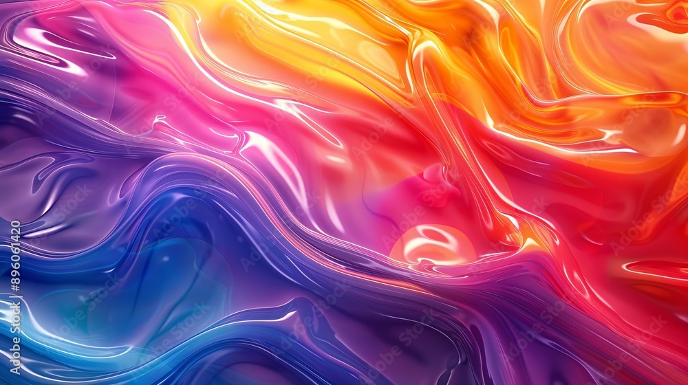 Poster fluid 3d abstract background with swirling liquid patterns and vibrant colors, dynamic and energetic