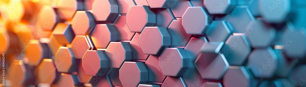 Poster minimalist 3d background featuring hexagon patterns in subtle gradients and soft colors, ideal for m