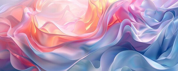 Obraz premium Organic 3D abstract background with fluid shapes and soft pastel colors, evoking a sense of tranquility and creativity, ideal for artistic presentations