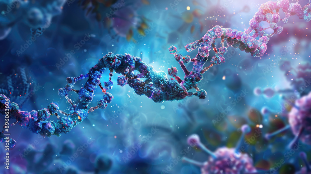 Aufkleber a close-up of a 3d model depicting a double helix dna molecule, showcasing its intricate structure a