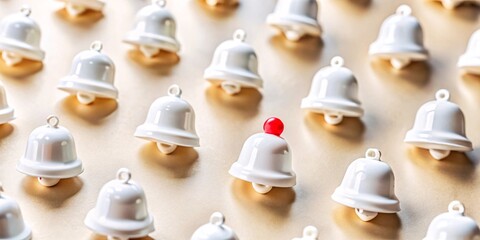 Notification and Alert Concept. A modern, minimalist design featuring white notification bells and checkmarks on a soft yellow background. Ideal for themes related to notifications, alerts, reminders.