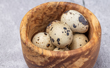 Easter quail eggs.  Spring background with small easter quail eggs. Vintage photo processing