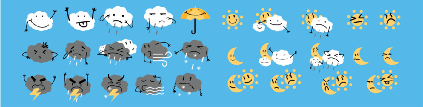 Ic&ocirc;nes m&eacute;t&eacute;o mignonne et souriante