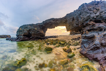 To Vo gate ( The stone gate arch) on Ly Son Island, Quang Ngai Province, Vietnam