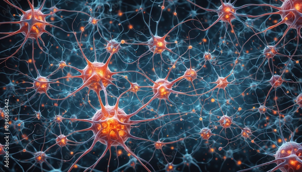 Poster network of interconnected neurons, showcasing the intricate pathways of the nervous system. image pr
