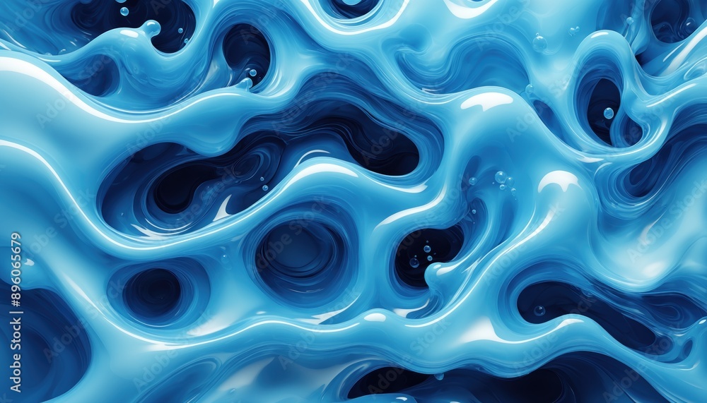 Aufkleber abstract blue liquid like pattern with swirling, wavy formations creating a complex, textured design