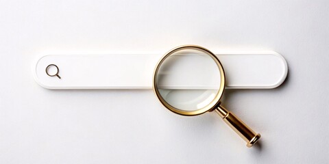 Minimalist Search Bar with Magnifying Glass. A sleek and minimalist representation of a search bar with a magnifying glass icon, perfect for digital interfaces and web design elements.