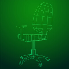 Obraz premium Office chair. Furniture for office Interior. Wireframe low poly mesh vector illustration.