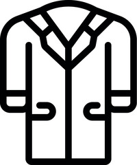 Simple line icon of a doctor's lab coat, symbolizing healthcare, medicine, and medical professionals