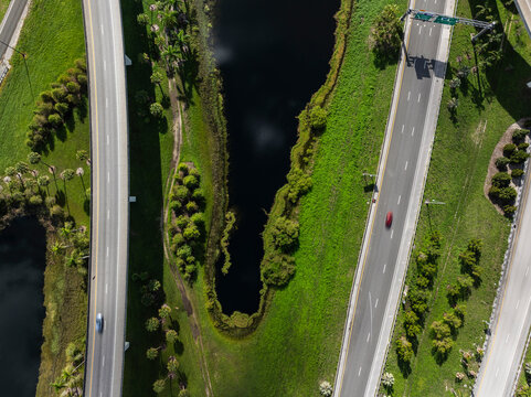 Aerial view of Sawgrass Interchange, Davie, Florida, United States.