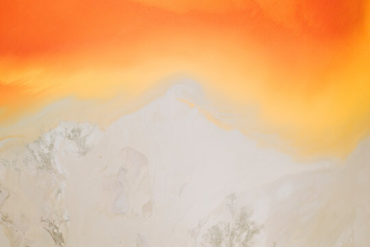 Aerial view of colorful orange and yellow gradient at Minas de Rio Tinto, Copper Mine, El Campillo, Huelva, Spain.