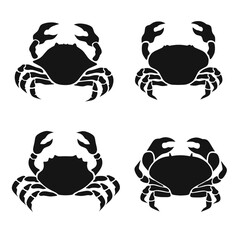 crab silhouette vector set design.simple black and white crab logo