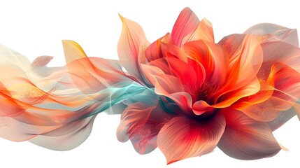 Fototapeta premium Digital 3D iridescent flower on a transparent background