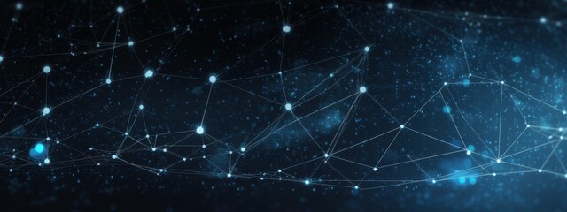 Obraz premium Abstract Data Transfer Background: Wireframe Light Connections on Blue Slate Top View