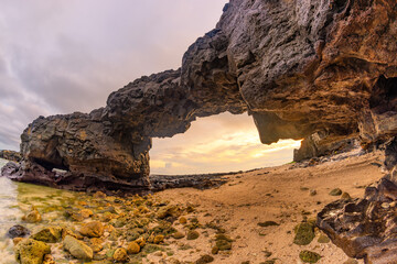 To Vo gate ( The stone gate arch) on Ly Son Island, Quang Ngai Province, Vietnam