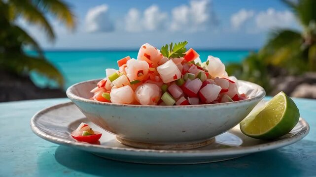 Bahamian ceviche in a plate
