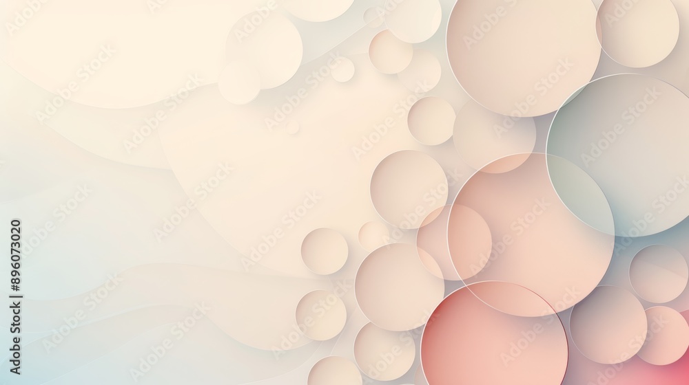 Poster abstract background with soft pastel colored circles in a layered effect. perfect for minimal design