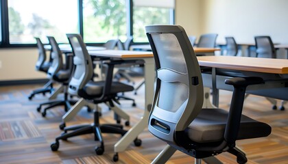 Empty Classroom with Modern Chairs
