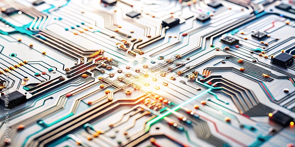 Aufkleber abstract close-up of colorful circuit board. vibrant close-up of a circuit board showcasing detailed