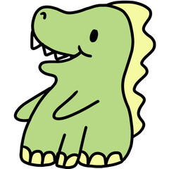 Hand drawn dinosaur for cartoon character, comic, mascot, standee, amusement park, theme park, plush toy, kid doll, cute patches, shirt print, sticker, reptile, wildlife animal, emoji, print, poster